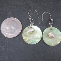 Sterling Green Mother of Pearl Earrings