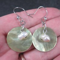 Sterling Green Mother of Pearl Earrings