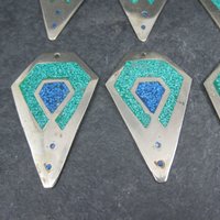 Lot of 6 Vintage Alpaca Mexico Inlay Earring Focals