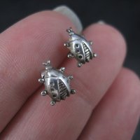 Vintage Sterling Ladybug Stud Earrings