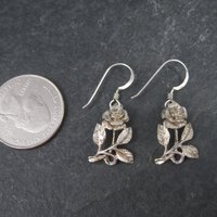 Vintage Sterling Diamond Cut Rose Earrings