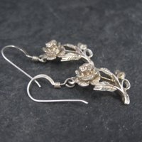 Vintage Sterling Diamond Cut Rose Earrings