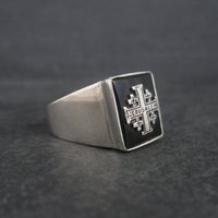 Vintage Jerusalem Ring 950 Silver Size 10