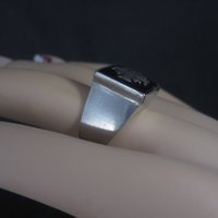 Vintage Jerusalem Ring Size 10 Silver and Onyx