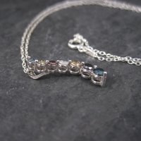 Dainty Vintage 10K Colored Diamond Journey Pendant Necklace