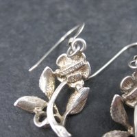 Vintage Sterling Diamond Cut Rose Earrings