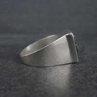 Vintage Jerusalem Ring Size 10 Silver and Onyx