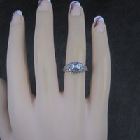 Dainty Antique 10K Filigree Diamond Engagement Ring Size 6