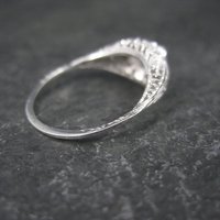 Dainty Antique 10K Filigree Diamond Engagement Ring Size 6