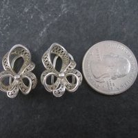 Vintage Sterling Filigree Clip On Earrings Germany