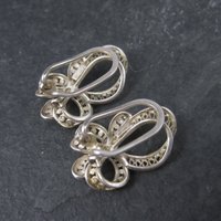 Vintage Sterling Filigree Clip On Earrings Germany