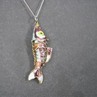 Vintage Cloisonne Enamel Fish Pendant Articulated Koi