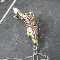 Vintage Cloisonne Enamel Fish Pendant Articulated Koi