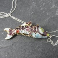 Vintage Cloisonne Enamel Fish Pendant Articulated Koi