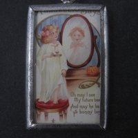 Vintage Halloween Postcard Pendant Necklace