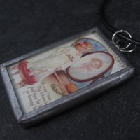 Vintage Halloween Postcard Pendant Necklace