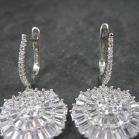 Vintage Sterling Cubic Zirconia Latch Earrings