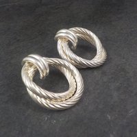 Large Vintage Sterling Circle Earrings