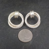 Large Vintage Sterling Circle Earrings