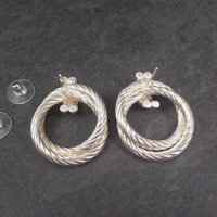 Large Vintage Sterling Circle Earrings