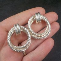 Large Vintage Sterling Circle Earrings