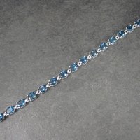 Vintage Sterling 29 Carat Blue Topaz Bracelet 7.5 Inches