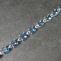 Vintage Sterling 29 Carat Blue Topaz Bracelet 7.5 Inches