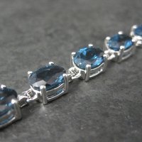 Vintage Sterling 29 Carat Blue Topaz Bracelet 7.5 Inches