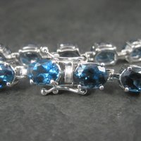 Vintage Sterling 29 Carat Blue Topaz Bracelet 7.5 Inches