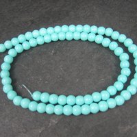 6mm Round Aqua Glass Beads 15.5"