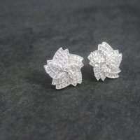 Vintage Sterling Cubic Zirconia Flower Earrings