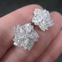 Vintage Sterling Cubic Zirconia Flower Earrings