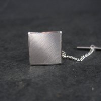 Vintage Krementz Square Tie Tack White Gold Plated New Old Stock