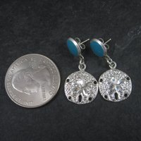 Vintage Sterling Enamel Sand Dollar Earrings