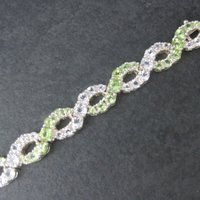 Vintage Sterling Peridot White Topaz Bracelet 7.25 Inches
