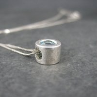 Tiny Sterling Blue Topaz Pendant Necklace
