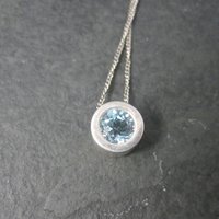 Tiny Sterling Blue Topaz Pendant Necklace