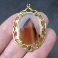 Antique 12K Gold Filled Agate Pendant