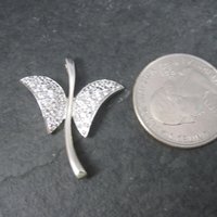 Vintage Sterling Cz Butterfly Pendant