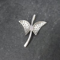 Vintage Sterling Cz Butterfly Pendant