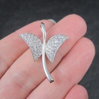 Vintage Sterling Cz Butterfly Pendant