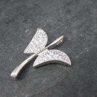 Vintage Sterling Cz Butterfly Pendant
