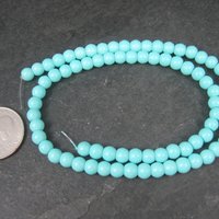 6mm Round Aqua Glass Beads 15.5"