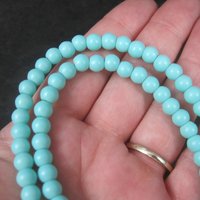 6mm Round Aqua Glass Beads 15.5"