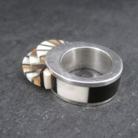 Unusual Contemporary Southwestern Sterling Inlay Ring Size 6