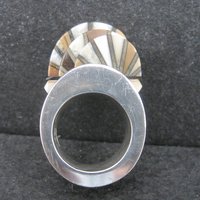 Unusual Contemporary Southwestern Sterling Inlay Ring Size 6