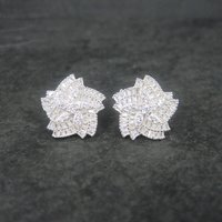 Vintage Sterling Cubic Zirconia Flower Earrings