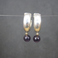 Vintage Sterling 14K Amethyst Hoop Earrings