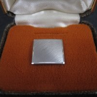 Vintage Krementz Square Tie Tack White Gold Plated New Old Stock