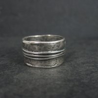 Wide Sterling Flower Band Ring Size 7